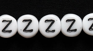 6LB-Z: CZ Alphabet Beads- Z White/black 6mm 400PC