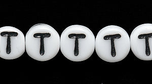 6LB-T: CZ Alphabet T White/black 6mm 400PC