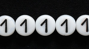 6LB-1: CZ Alphabet Beads 1 White/black 6mm 400PC