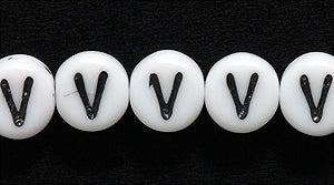 6LB-V: CZ Alphabet V White/black 6mm 400PC