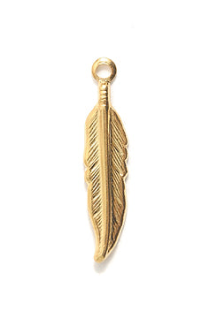 20FI650-G: Feather Charm Gold PLT 20mm-12PC