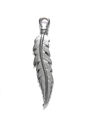 FI1869-SR: Feather Charm 32mm Satin Rhodium 1PC