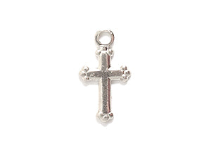 FI736-S: Metal Cross Charm SIL 7x12mm-12PC