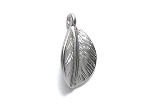 FI1863-SR: TEXTR Leaf Charm 13mm Satin Rhodium-1PC