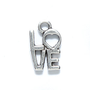 ME5471-S: CHARM Word Love Silver 9x14mm-35PC