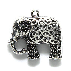 BR1012-S: Brass Elephant Charm Filigree 21x8x19mm 3PC