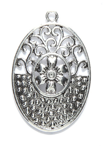 ME5718-NS: Metal Filigree PNDNT Oval Flower 25x38mm 8PC