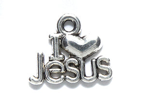 ME4286-S: CHARM I Love Jesus Silver 15x13mm-40PC