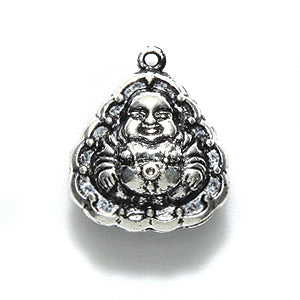 BR1011-S: Brass Buddha Charm Silver 14x7x17mm 3PC