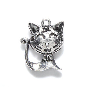 ME4076-S: CHARM Cat Bow Silver 14x16mm-5PC