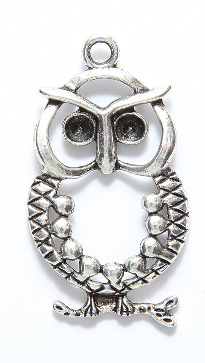 ME5980-S: PNDNT Owl On Branch Silver 27x47mm-5PC