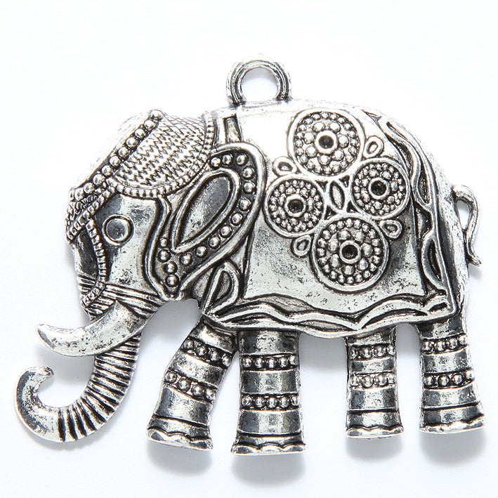 ME5981-S: PNDNT Indian Elephant Silver 58x48mm-2PC