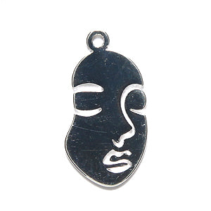 KP133-S: Charm Abstract Face 11x20mm Silver PLT 1PC