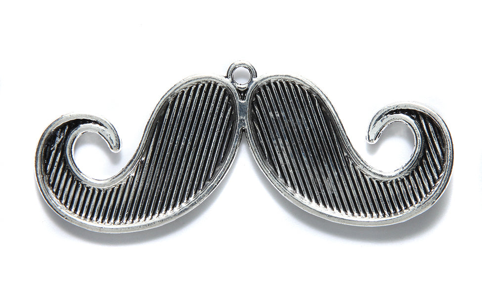 ME4290-S: CHARM Mustache Silver 75x30mm-2PC