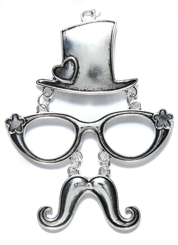 ME4228-S: Metal Hat/glasses/moustache Dangle 60x80mm-2PC