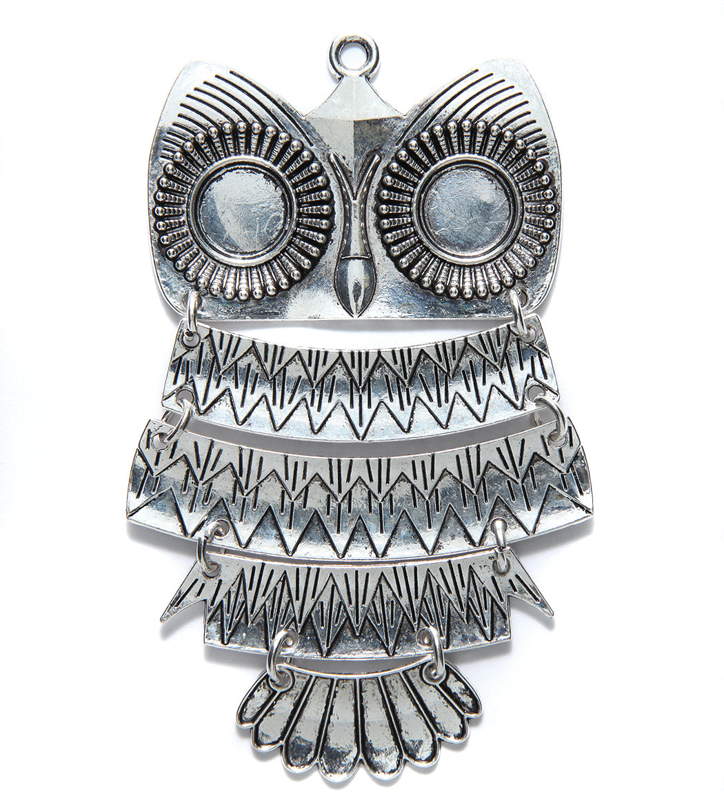 ME4231-S: Metal 5PC Owl Dangle Silver 60x93mm-1PC