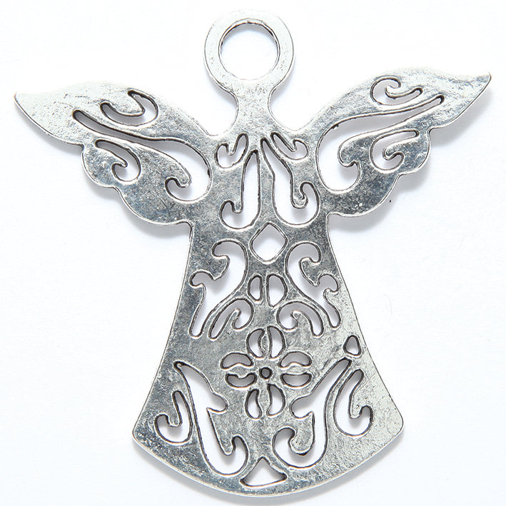 ME5147-S: Filigree Angel PNDNT Silver 57x59mm-2PC