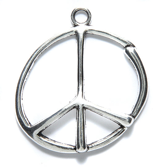 ME4260-S: CHARM Peace Sign Silver 39x42mm-5PC