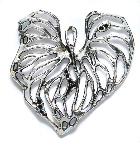 ME4274-S: PNDNT Heart Palm Silver 40x43mm-6PC