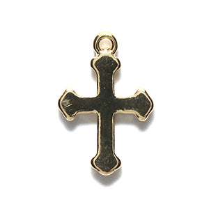 KP127-G: Charm Cross 12x18mm Zinc Gold PLT 1PC