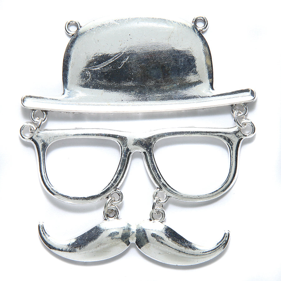 ME4229-BS: Metal Hat/glasses/moustache Dangle 66x70mm-1PC