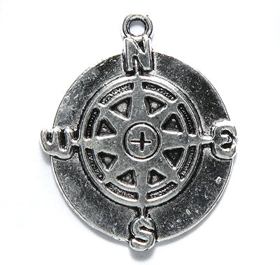 ME4277-S: CHARM Compass Silver 25mm-6PC