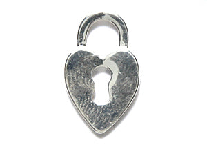 KP123-S: Charm Heart Lock 10x16mm Zinc Silver PLT 1PC