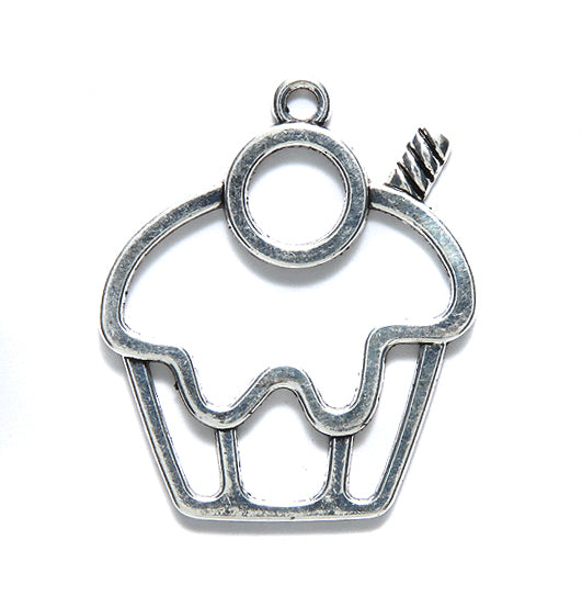 ME4321-S: CHARM CUPCAKE Silver 30x36mm-10PC