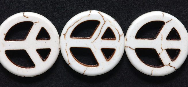 ST633-20W: Peace Sign White 20mm