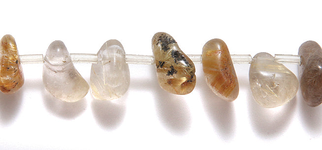 ST5605-425: Rutilated Quartz Drop Nugget 10-18mm STR