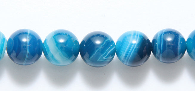 ST5542: Banded Agate Blue Round 10mm