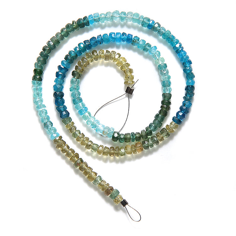 70ST472-MF: Multi Shade Apatite Faceted Rondelle 3.5mm - String