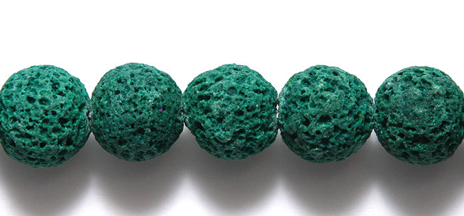 ST5702-12E: Emerald Lava Rock Unwaxed 12mm