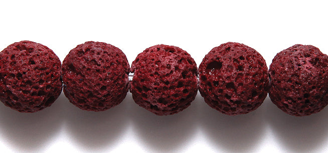 ST5702-12M: Maroon Lava Rock Unwaxed 12mm