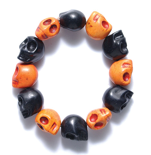 ST50-OBB: Skull Bracelet Orange/black 13x18mm