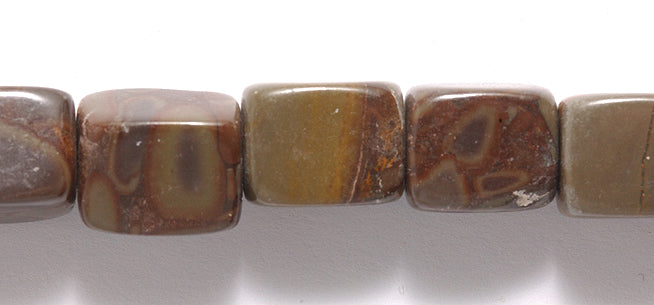 ST5498-G: Brown Jasper Rectangle Cube 12x14mm