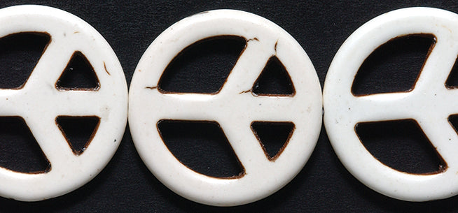 ST633-25W: Peace Sign White 25mm