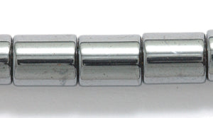 68ST403-8: LIMITED Hematite Fat Tube/Drum 6x8mm