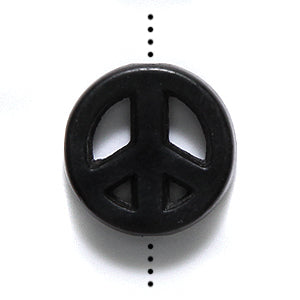 ST633-15BL: Magnesite Peace Sign Black 15mm