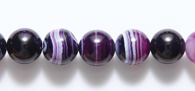 ST5545: Banded Agate Purple Round 10mm