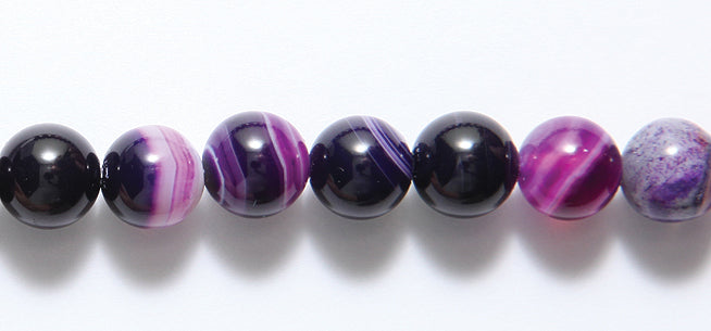 ST5544: Banded Agate Purple Round 8mm