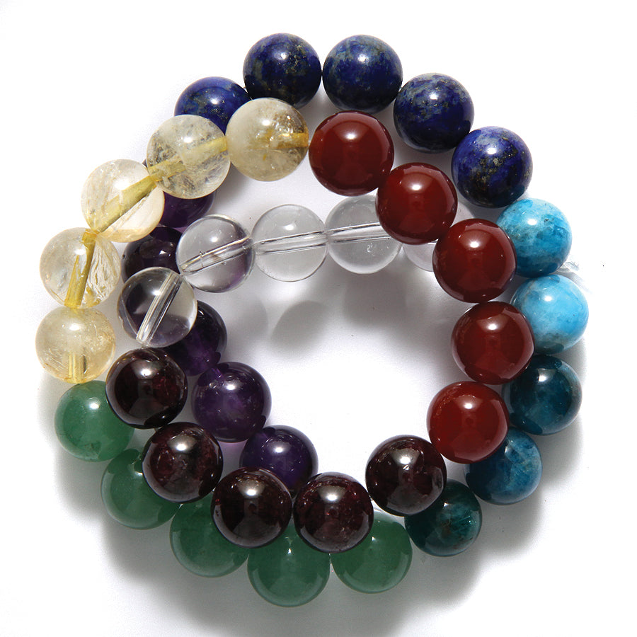 10ST525-CH: Chakra Banded Mixed Stone Round 10mm