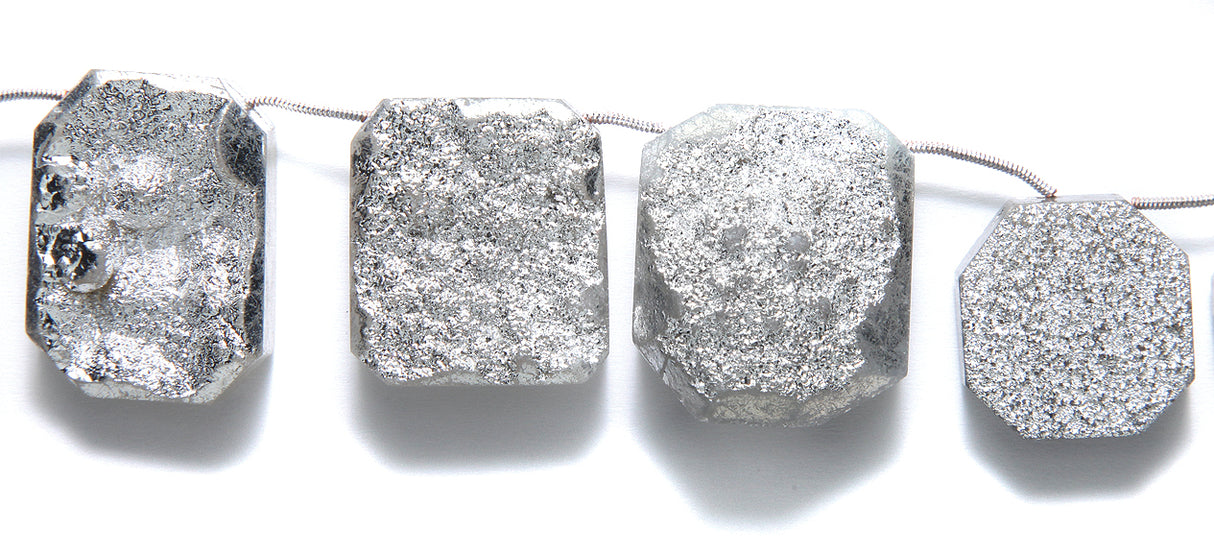 ST32-5: Silver Coated Druzy Nuggets 20-32mm Average