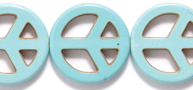 ST633-25: Magnesite Peace Sign Turquoise 25mm