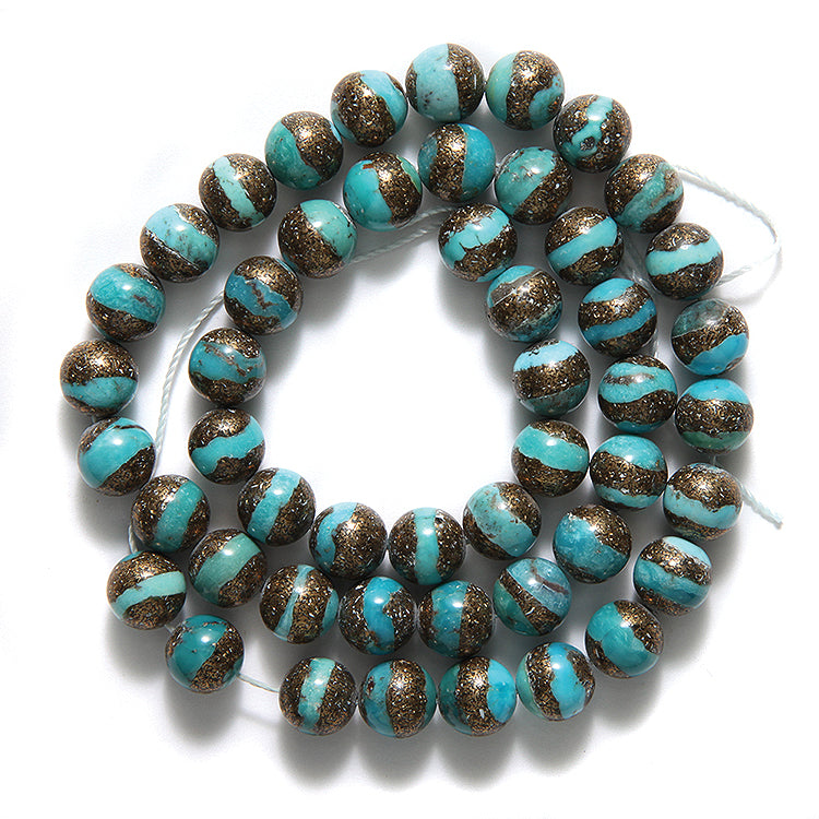 8ST413-CP: Turquoise w/Brass Round 8mm