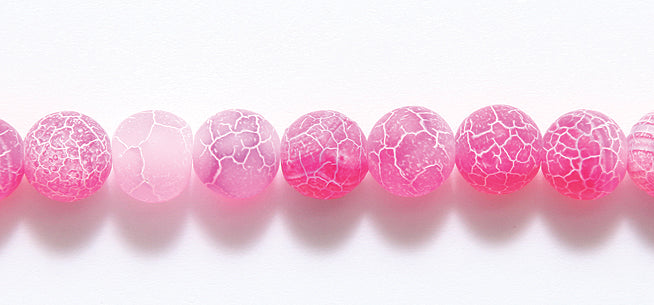 ST5557: Crackle Agate Pink Matte Round 8mm