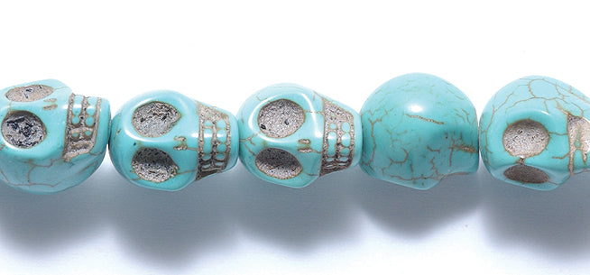 1ST50-B: Skull Magnesite Turquoise Blue 10x12mm