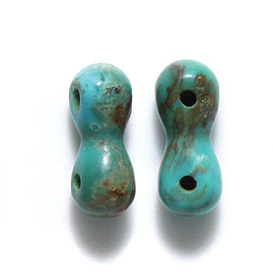 56ST413-2H: Turquoise 2 Hole Peanut 6x15mm