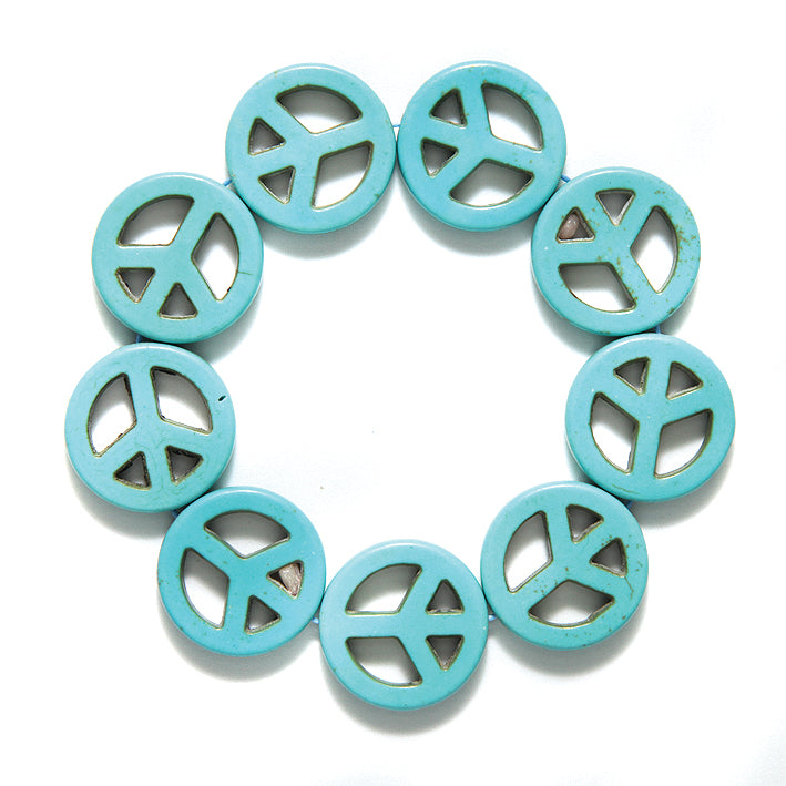 ST633-20B: Magnesite Peace Sign Turquoise 20mm