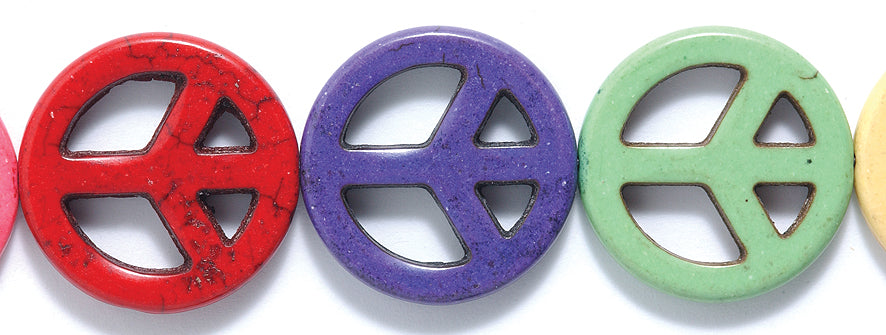 ST633-25MX: Magnesite Peace Sign Mix 25mm